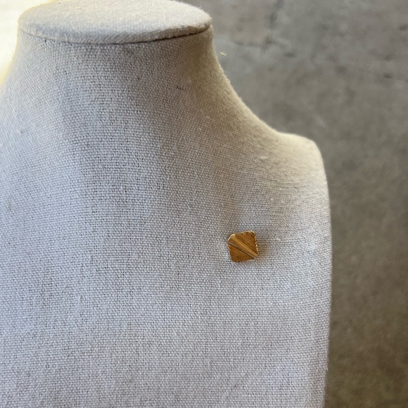 Solid 14k Yellow Gold Square Striped Tie Tack Pin Vintage 2.8 Grams Stamped - Picture 3 of 14